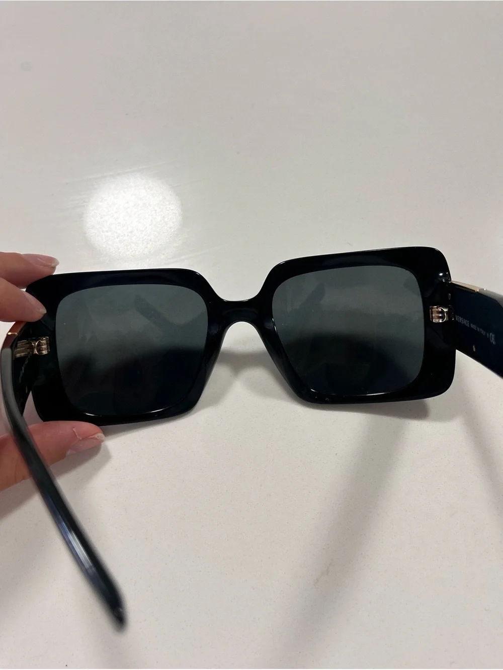 Versace Black Oversized Square Havana Women's Sunglasses